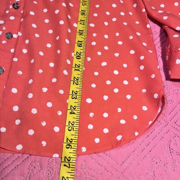 NWT Adrienne Vittadini Pink Polkadot Long Sleeve Button Down Woman Blouse Size L - Picture 6 of 7